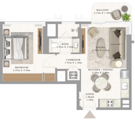 1 BEDROOM TYPE 2